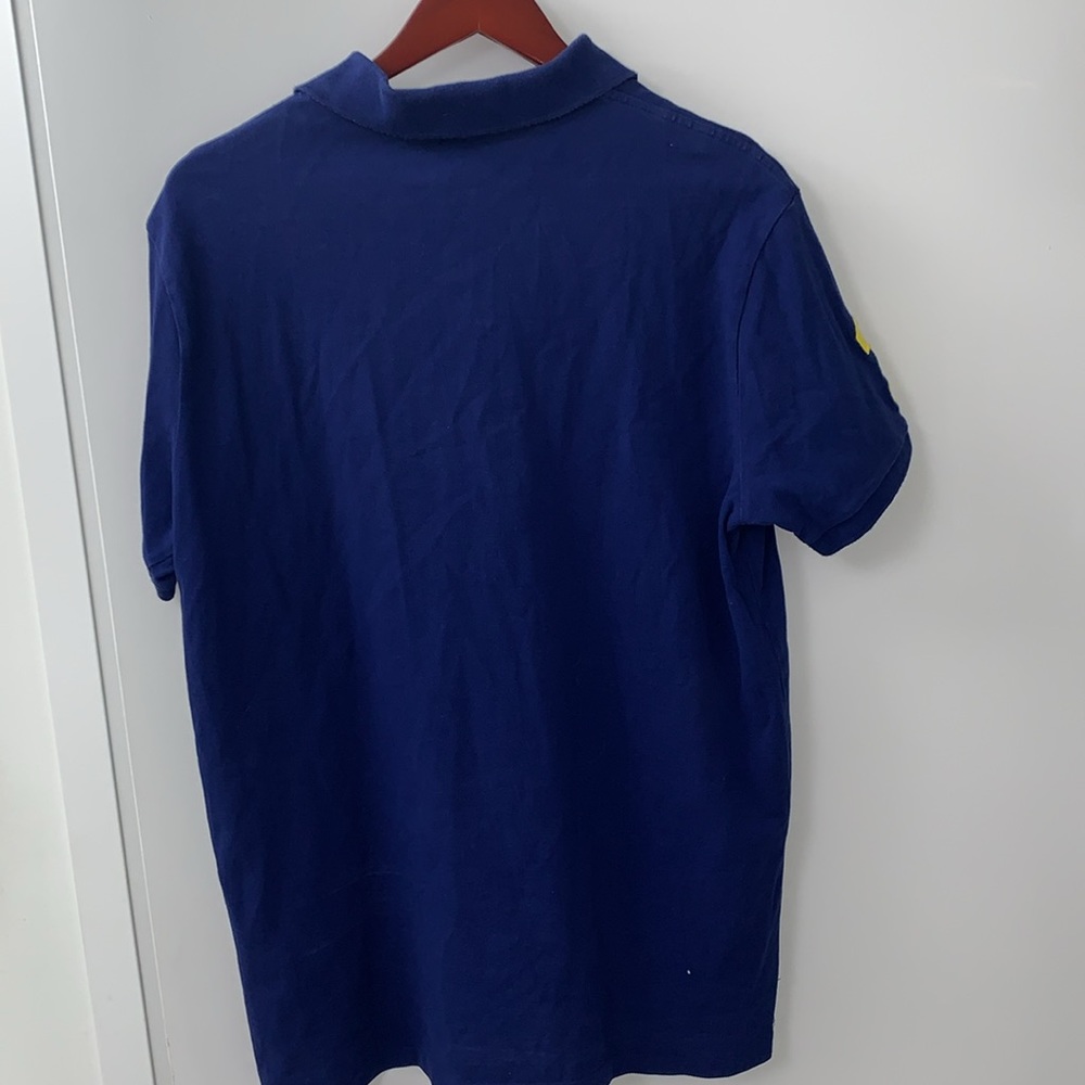 Polo by Ralph Lauren size large slim fit polo shirt blue w/large horse logo VGUC - Picture 10 of 15